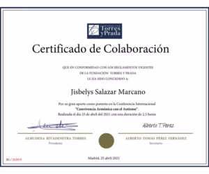 certificado jisbelys salazar madrid neurólogo infantil
