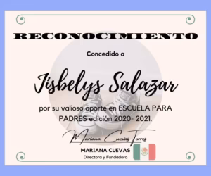 Reconocimiento--ESCUELA-PARA-PADRES-DRA-JISBELYS-SALAZAR neurólogo infantil