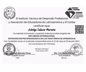 Diplomado Jisbelys Salazar neurólogo infantil
