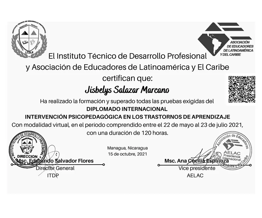 certificados Dra Jisbelys Salazar