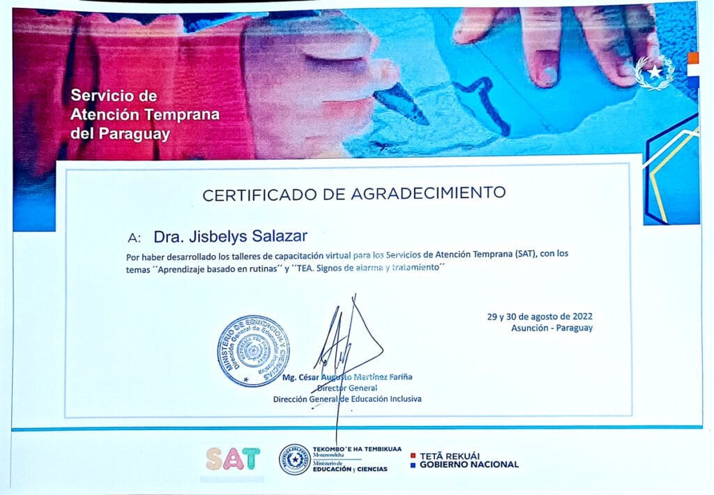 Certificados Dra Jisbelys Salazar Neurólogo Infantil 