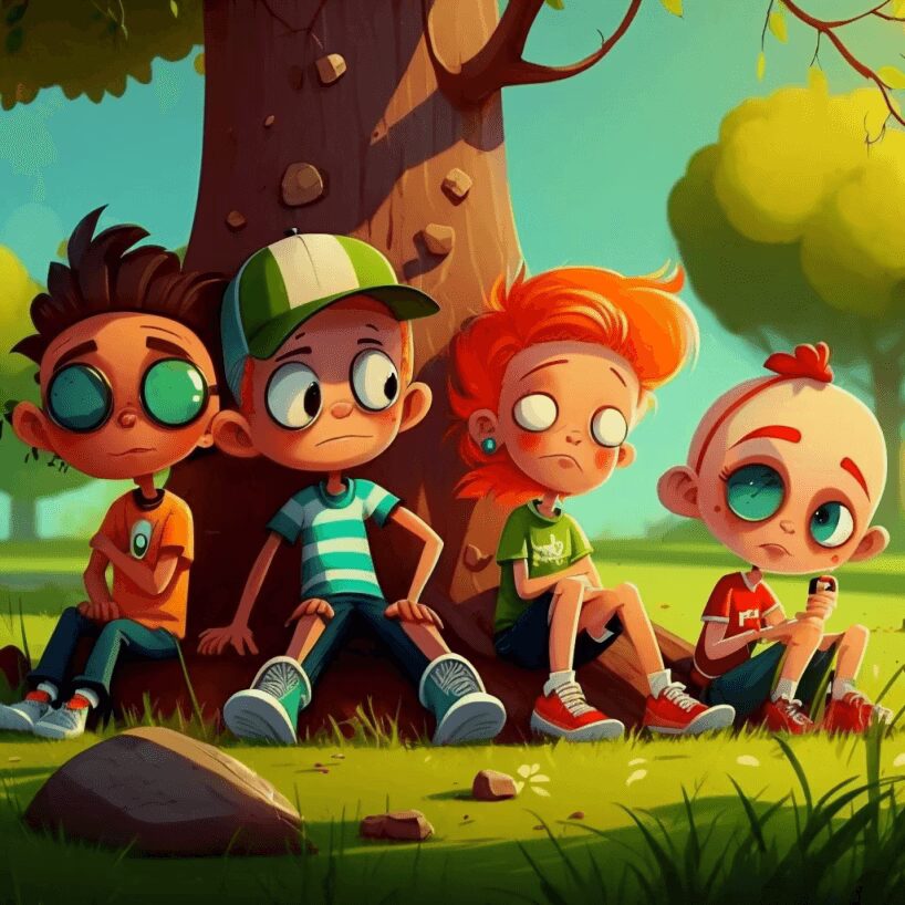 jsantos_Cartoon_boy_with_his_older_sister_enjoying_the_park_bas45