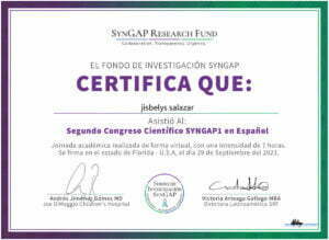 certificado-SynGAP-Research-Fund-Dra-Jisbelys-Salazar neurólogo infantil